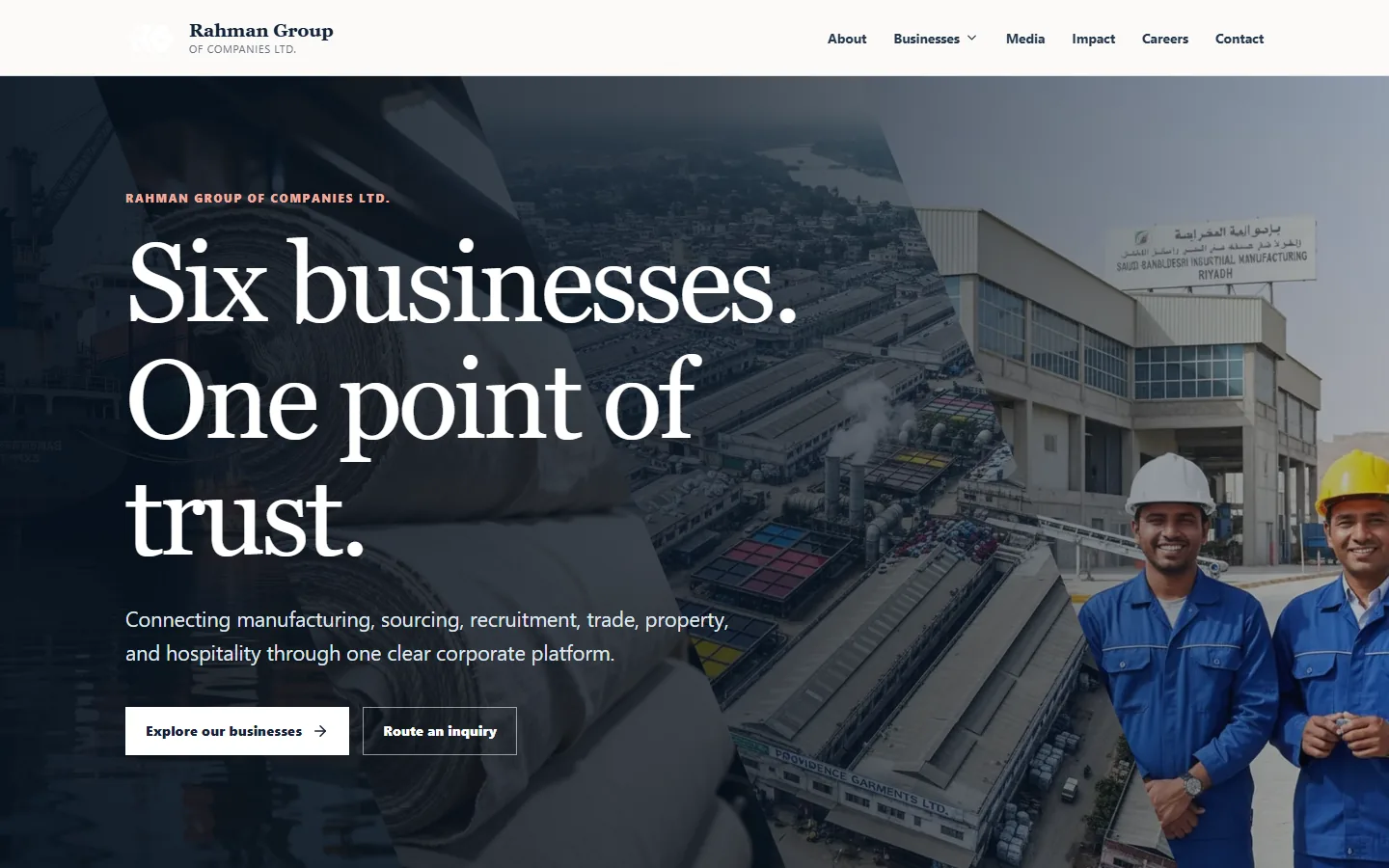 Rahman Group website homepage
